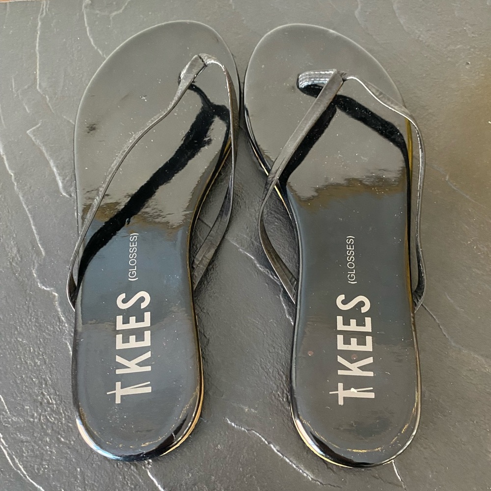 TKEES black ‘Glosses’ flip flops, size 38, lightly worn